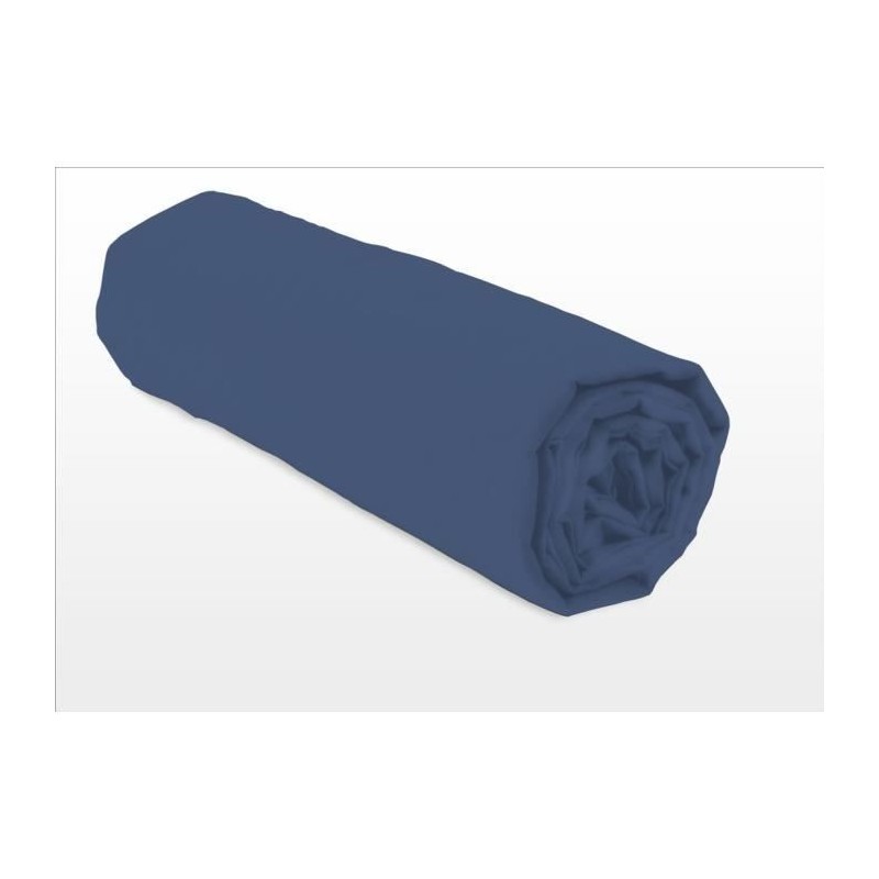 LOVELY HOME Drap housse - 90 x 190 + 25 cm - 100% coton - Bleu