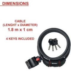 MASTER LOCK Cable Antivol Vélo [1,8 m Câble] [Clé] [Extérieur] [Support Fixation Vélo] 8130EURDPRO
