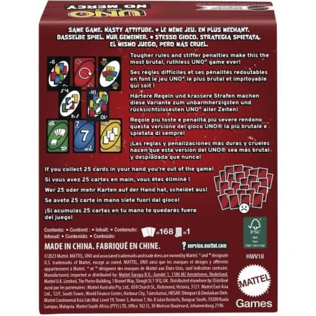 Mattel Games - UNO No Mercy - Jeu de cartes pour toute la famille