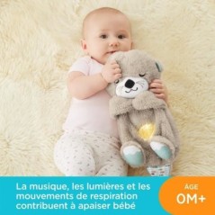 Fisher-Price - Ma Loutre Câlins Bonne Nuit - Peluche Veilleuse Bébé Musicale et Lumineuse - Jouet d'Eveil - Des la naissance 
