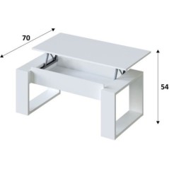 Table basse relevable - Mélaminé blanc  - L 105 x P 55 x H 45 cm NOVA