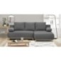 Canapé d'angle droit convertible MIKA 3 places - Tissu gris clair - Coffre de rangement - L218 x P98/145 x H84 cm Canapé d'angle droit convertible MIKA 3 places - Tissu gris clair - Coffre de rangement - L218 x P98/145 x H84 cm