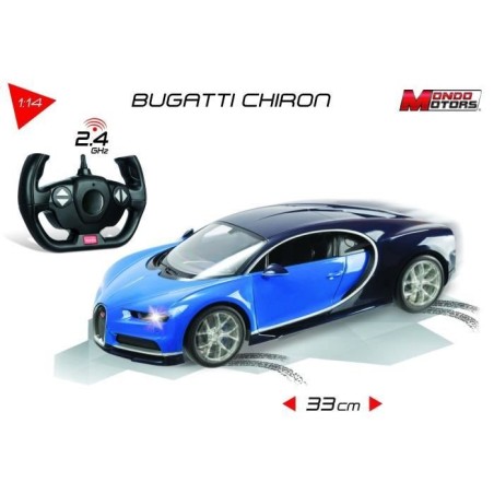 Véhicule radiocommandé Bugatti Chiron 1:14eme avec effets lumineux - Modele aléatoire bleue ou noire