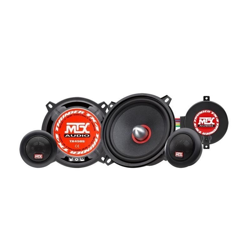 MTX TX450S Haut-parleurs voiture Kit 2 voies 13cm 70W RMS 4 Tweeters néodyme 25mm Membranes pulpe célulose MTX TX450S Haut-parleurs voiture Kit 2 voies 13cm 70W RMS 4 Tweeters néodyme 25mm Membranes pulpe célulose
