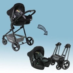 Poussette combinée 3 en 1 NANIA GIULIA + Siege auto BEONE EVO R129  40-85 cm - Nacelle de 0 a 6 mois
