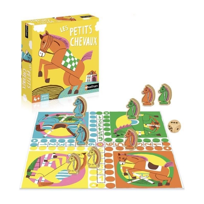 Jeu de société - NATHAN - Jeu des petits chevaux - Grand classique, illustrations originales Jeu de société - NATHAN - Jeu des petits chevaux - Grand classique, illustrations originales