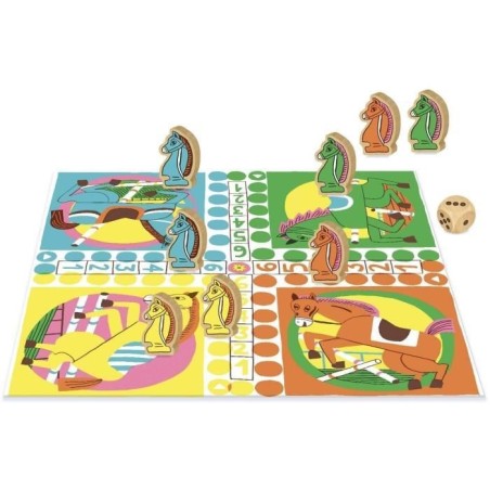 Jeu de société - NATHAN - Jeu des petits chevaux - Grand classique, illustrations originales