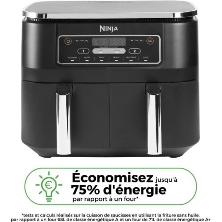 Friteuse sans huile NINJA Foodi - Dual Zone AF300EU - 7,6L - Fonctions Sync, Match - 6 modes de cuisson - 2400W