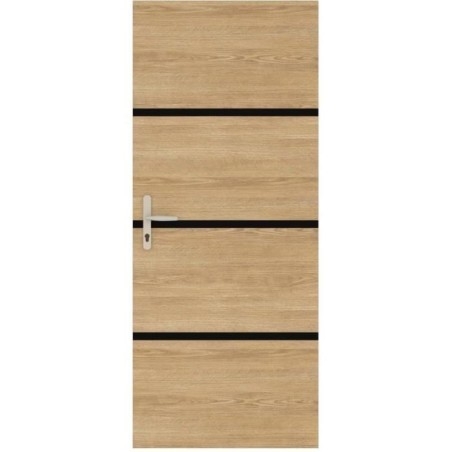 Kit de Rénovation de Porte - NORDLINGER PRO - 4 Feuilles 85 x 50 cm & 3 Profils Noirs 85 x 2 cm - Chene Naturel