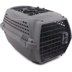 Caisse de transport pour chat M.PETS ECO GIRO - Cage en plastique - Taille M - Gris