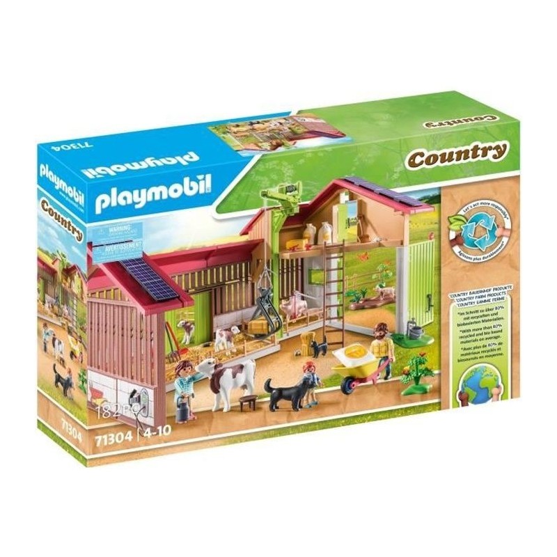 PLAYMOBIL 71304 Ferme avec panneaux solaires, Country La vie a la ferme, 182 pieces, Des 4 ans PLAYMOBIL 71304 Ferme avec panneaux solaires, Country La vie a la ferme, 182 pieces, Des 4 ans