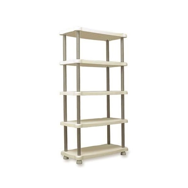Etagere de rangement - PLASTIKEN - 5 plateaux - Résine - 30kg/plateau - H 184 x L 88 x P 44cm - Beige et taupe