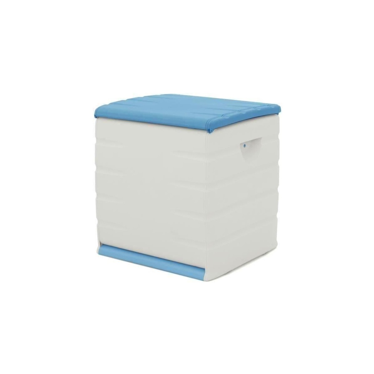 PLASTIKEN Coffre cadenassable avec roulettes - 190 L - Fonctionnel et esthétique - Beige et Bleu