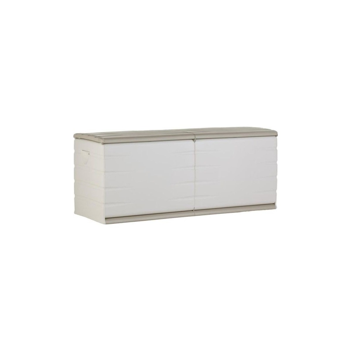 PLASTIKEN Coffre 450L Intérieur/Extérieur Fonctionnel et Esthétique Cadenassable avec Roulettes Beige