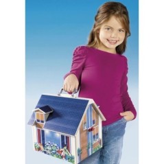 PLAYMOBIL 70985 Maison Transportable Bleue, 3 personnages, Accessoires inclus, 70985, Dollhouse, La maison traditionnelle