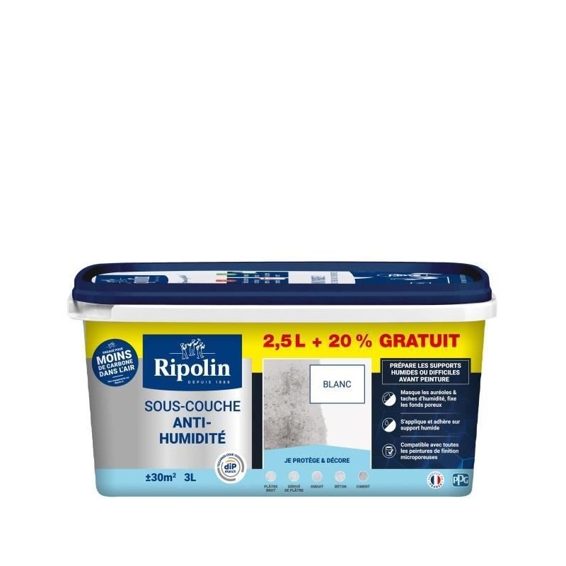 RIPOLIN Sous-Couche Anti Humidité pour Préparer vos supports Humides avant la mise en peinture - RIPOLIN Sous-Couche Anti Humidité pour Préparer vos supports Humides avant la mise en peinture -