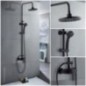 Colonne de douche ROUSSEAU Shenti noir - Tete de douche orientable - Douchette 3 jets - Mitigeur mécanique Colonne de douche ROUSSEAU Shenti noir - Tete de douche orientable - Douchette 3 jets - Mitigeur mécanique