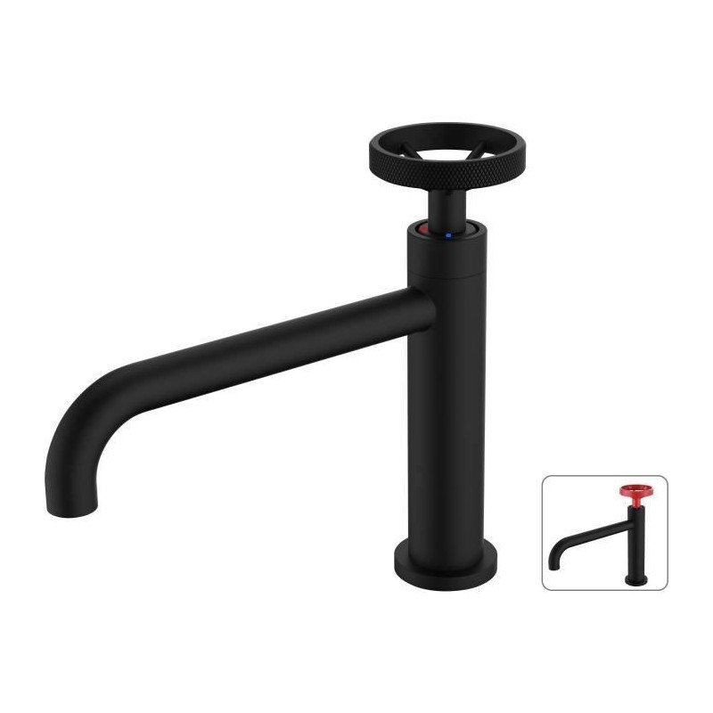 Mitigeur lavabo industriel - ROUSSEAU - bec fixe noir - laiton - cartouche céramique 25mm Mitigeur lavabo industriel - ROUSSEAU - bec fixe noir - laiton - cartouche céramique 25mm