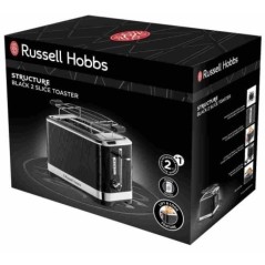 Grille-Pain - RUSSELL HOBBS - Structure Noir - 1500 W - Fentes extra larges - Technologie Lift'n Look, réchauffage, décongéla