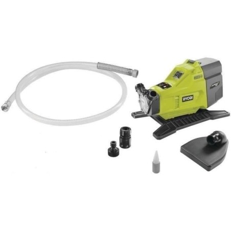 RYOBI - Pompe de transfert 18V ONE+ - 1 500 L/h - aspiration 2,5 m + tuyau 2,5 m, raccord rapide 18 mm, huile lubrifiante - R18T
