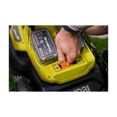 RYOBI - Tondeuse poussée HYBRIDE 36V (alimentation par 2 batteries ONE+) - coupe 37 cm + 2 batteries 5 Ah & charg. - RY18LMH3