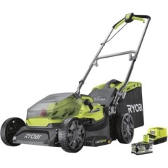 RYOBI - Tondeuse poussée 18V ONE+ - Brushless - Ø coupe 37 cm - ramassage et mulching + batterie 5,0 Ah & chargeur - RY18LMX37