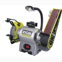 RYOBI - Touret a bande et a disque 250 W + meule a ébavurer, bande ponçage 50 x 686 mm, pare-éclats & 2 porte-pieces - RBGL25