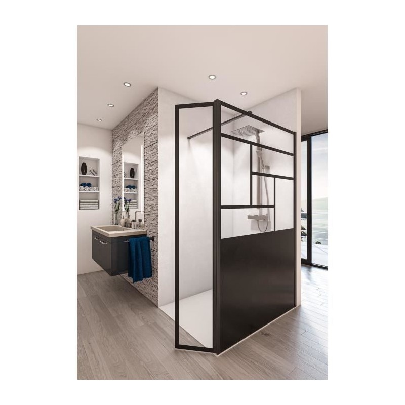 Paroi de douche AURYS Baleares Atelier 14 - Verre trempé Timeless 8mm - L.140cm x H.198cm