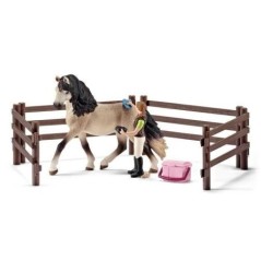 Kit de soin pour chevaux andaloux, coffret schleich avec 9 éléments dont 1 cheval schleich inclus, coffret figurines pour enfa