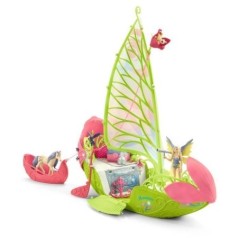 Bateau fleuri magique de Sera, coffret de jeu de 40 pieces avec figurine de licorne, elfe et coffre au trésor, jouet pour enfan