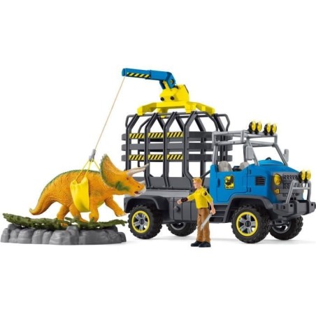 Mission de transport Dino, coffret de 43 pieces avec figurine tricératops et camion de transport, jouets dinosaures pour enfant