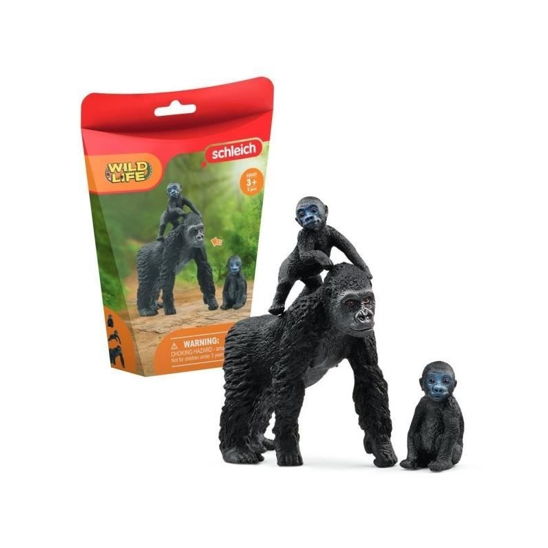 Figurine famille de Gorilles des Plaines, avec 1 maman gorille et ses 2 bébés, pour enfants des 3 ans - Schleich 42601 Wild li Figurine famille de Gorilles des Plaines, avec 1 maman gorille et ses 2 bébés, pour enfants des 3 ans - Schleich 42601 Wild li