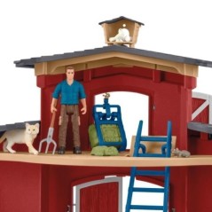 Figurines Animaux de la Ferme avec Accessoires - Coffret Ranch Américain Schleich de 92 Pieces avec Vache, Cheval Schleich, Coc
