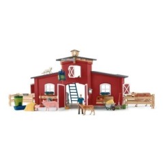 Figurines Animaux de la Ferme avec Accessoires - Coffret Ranch Américain Schleich de 92 Pieces avec Vache, Cheval Schleich, Coc