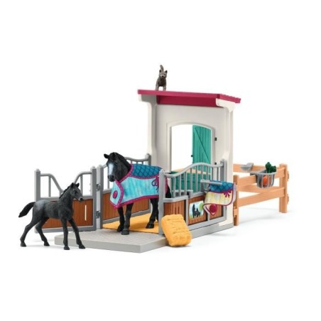 Box pour cheval avec jument et poulain, coffret schleich avec 34 éléments inclus dont 2 chevaux schleich, coffret figurines po