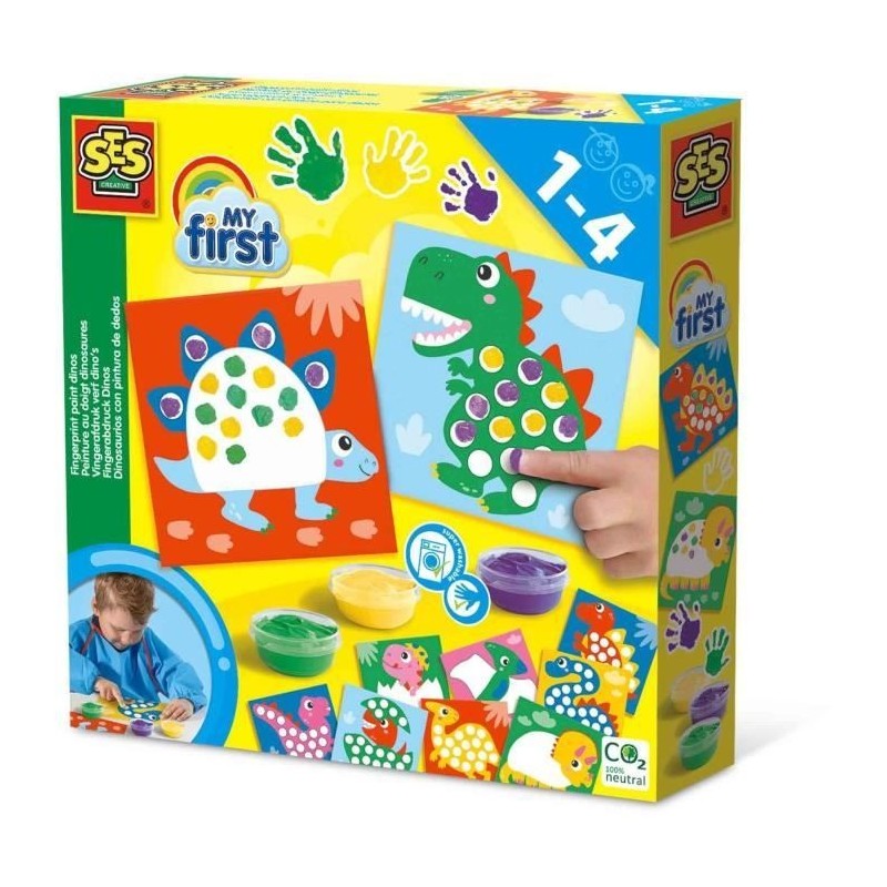 My first - Peinture au doigt - Dinosaures - SES CREATIVE - Peins 10 cartes de dinosaures. My first - Peinture au doigt - Dinosaures - SES CREATIVE - Peins 10 cartes de dinosaures.