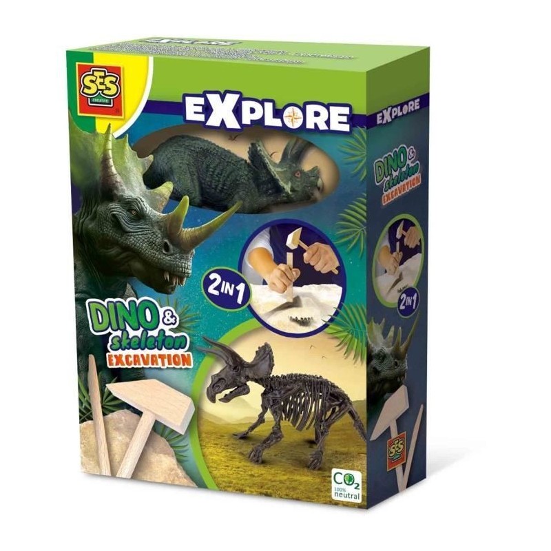 Fouille de dinosaures et de squelettes 2 en 1 - Tricératops - SES CREATIVE Fouille de dinosaures et de squelettes 2 en 1 - Tricératops - SES CREATIVE