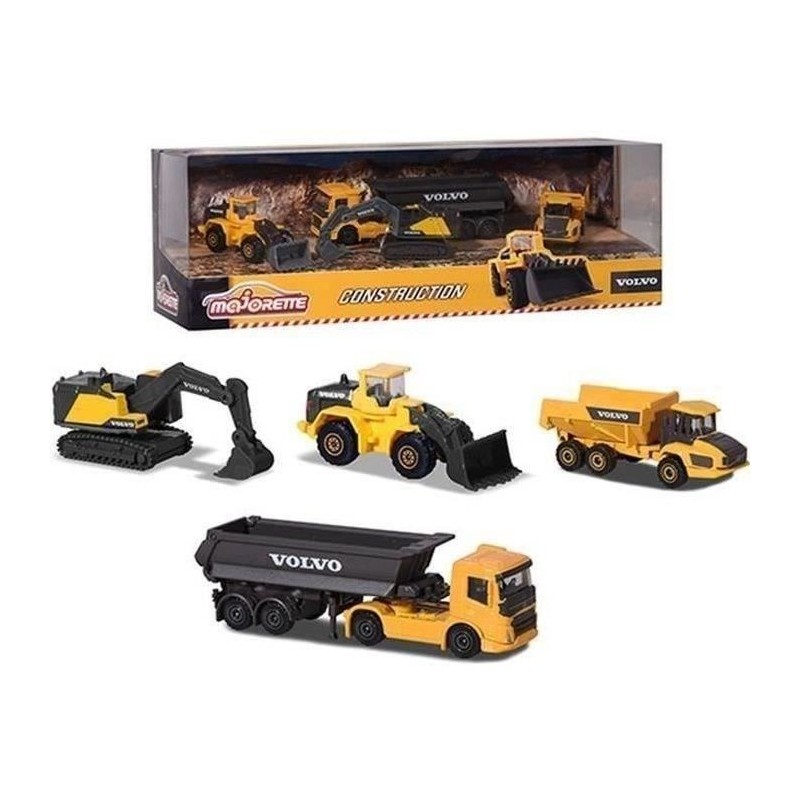 Coffret de 4 véhicules de chantier Volvo en métal reproductions a l'échelle 1/64eme - Majorette Coffret de 4 véhicules de chantier Volvo en métal reproductions a l'échelle 1/64eme - Majorette