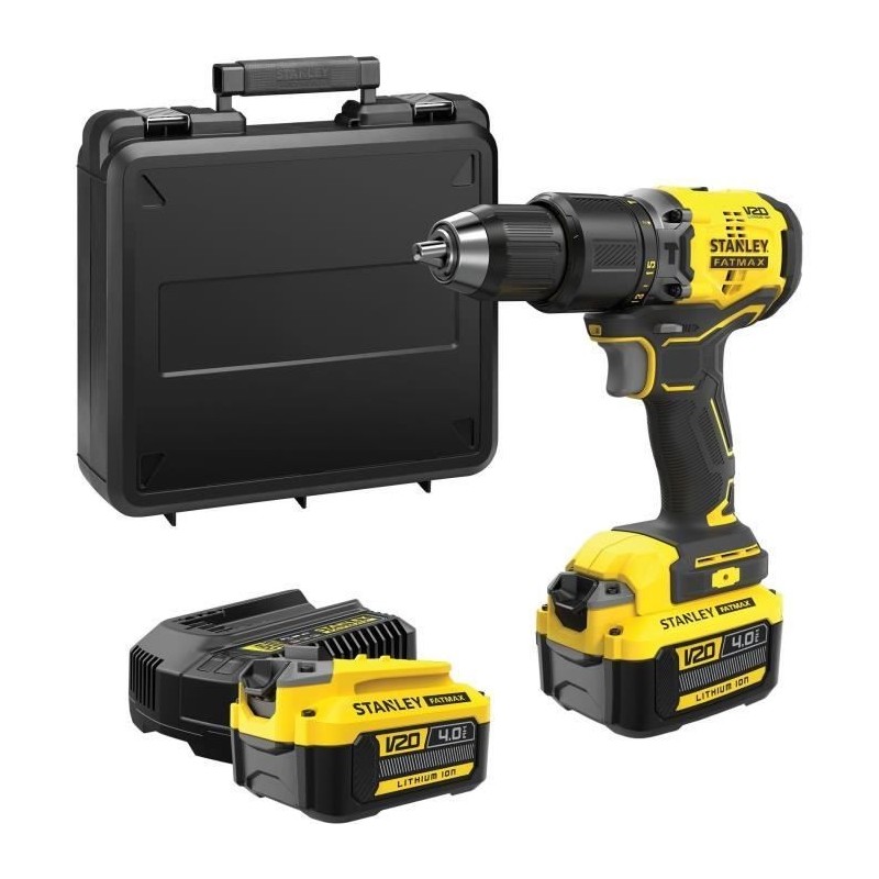 Perceuse visseuse a percussion Brushless 60 Nm - Lithium 18V - 2 Batteries 4Ah - STANLEY FATMAX V20 - SFMCD715M2K-QW