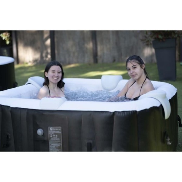 Spa gonflable avec bandeau LED SUNSPA - AC02-LED - 185 x 65 cm - 6 places - Carré (Avec filtre, cadenas, tapis de sol et