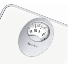 TERRAILLON - Balance Pese Personne Mécanique - Grand Cadran Rotatif, Plateforme Métallique, 120kg max - Modele 'T61' Blanc