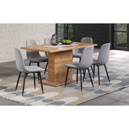 Table a manger fixe FOLLOW 6 personnes - Mélamine chene artisan - L160 x P80 x H76 cm - TRENDTEAM