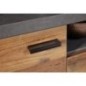 Meuble TV MOOD 2 portes et 2 tiroirs - Mélaminé bois vieilli et gris mat - L  180 x 47 x 66 cm