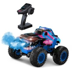 Voiture Télécommandée - TURBO CHALLENGE - Smashroar TC100 - Option Fumée - Bleu - 1/12 - Batterie Rechargeable et Piles incl