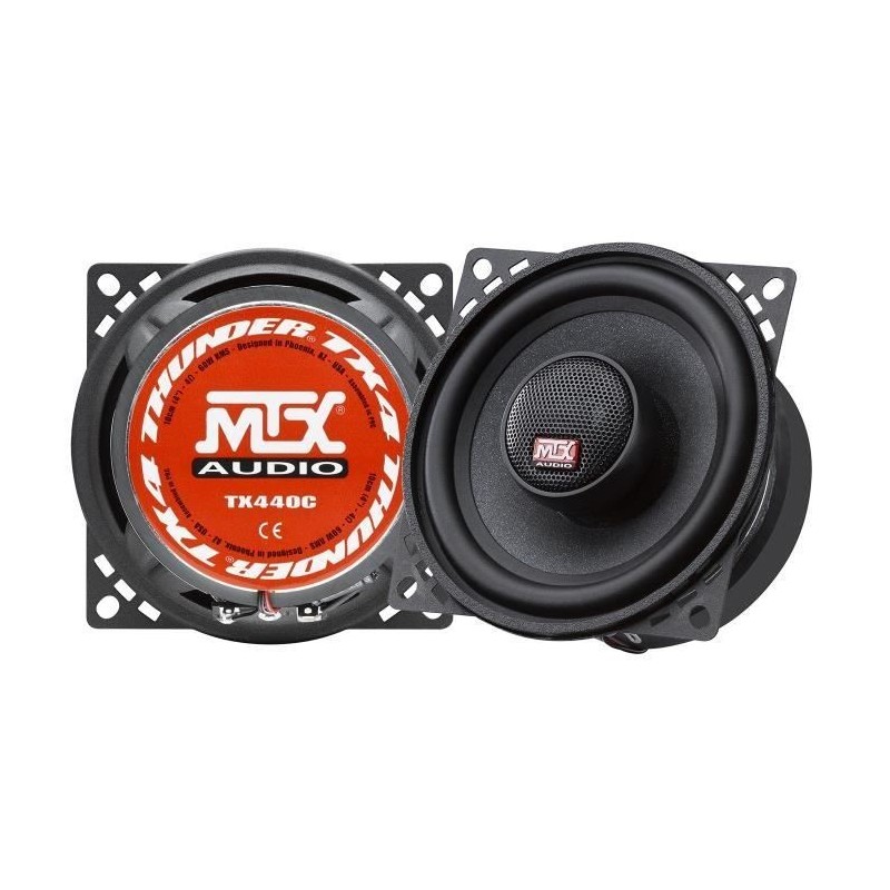 MTX TX440C Haut-parleurs voiture Coaxiaux 2 voies 10cm 60W RMS 4 membrane pulpe célulose MTX TX440C Haut-parleurs voiture Coaxiaux 2 voies 10cm 60W RMS 4 membrane pulpe célulose