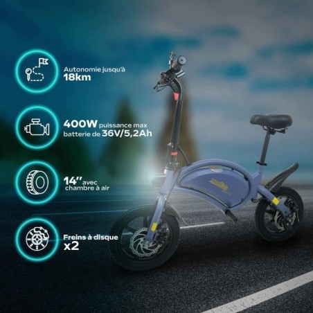 Draisienne électrique - URBANGLIDE - BIKE 140 BLUE - 36V - 350W - Pneus 14 - Autonomie 18KM - Vitesse max 25KM/h