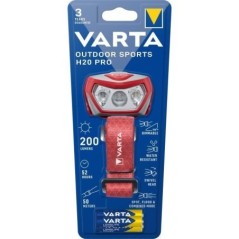 Frontale-VARTA-Outdoor Sports H20 Pro-200lm-Dimmable-IPX4-LED rouge-3 modes lumineux-Lumiere blanche et rouge-3 Piles AAA inclus