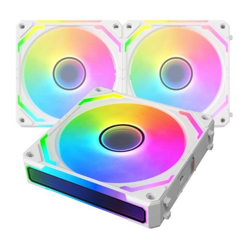 XIGMATEK - Starlink Ultra Arctic (Blanc) - Pack 3 Ventilateurs PC - 3x120mm ARGB - 800-2000 RPM -  29,2 dBA - 68,5 CFM - Hub inc