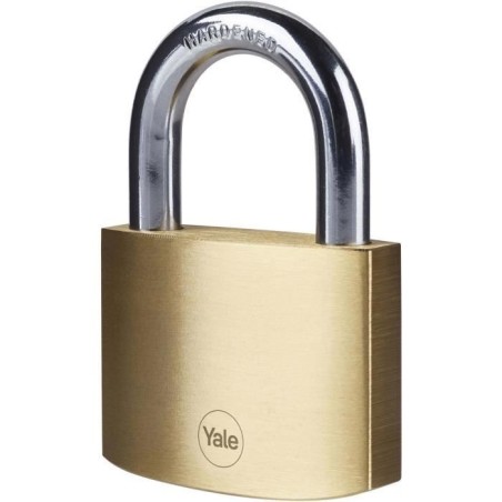 Cadenas laiton - YALE - Y110B/60/132/1 - 60 mm - Anse acier cémenté - 3 clés - Pour trappes d'acces, chaînes, échelles, por