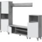 Ensemble meuble TV modulable - Zoe - Ouverture PUSH - Blanc Artik et gris ciment - L260 x P33 x H184 cm Ensemble meuble TV modulable - Zoe - Ouverture PUSH - Blanc Artik et gris ciment - L260 x P33 x H184 cm